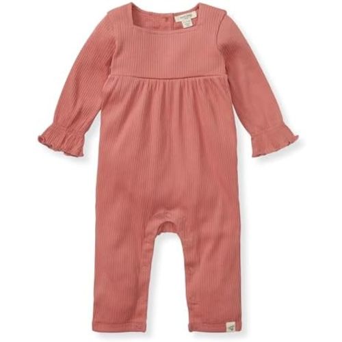 Burt's Bees Baby Baby Girls Romper - 100% Organic Cotton, One-Piece Shortall Girl Outfit for Sizes Newborn to 24 Months