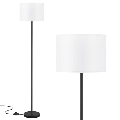 Modern Floor Lamp Simple Design with White Shade & Foot Pedal Switch | 60" Black Floor Lamp(Without Bulb), Tall Lamps for Living Room Bedroom Office Dining Room Kitchen