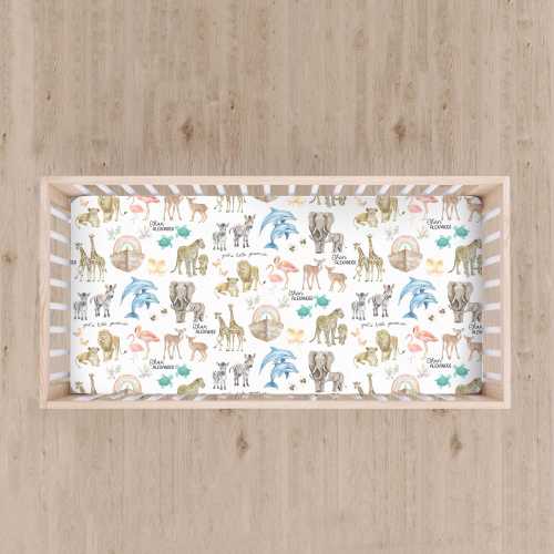 Personalized God's Little Promise Crib Sheet, Animal Print Nursery, Inspired by Noah's Ark Genesis 9:13