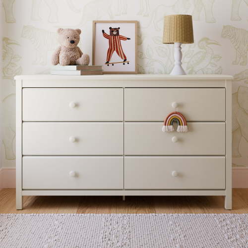 Storkcraft Alpine 6 Drawer Nursery Double Dresser, Frosted Oat