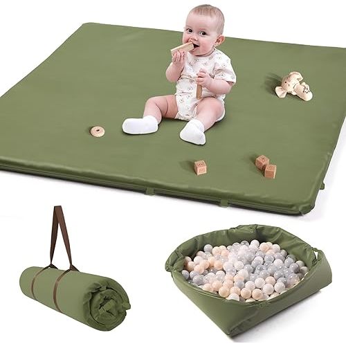Hikiddy Baby Floor Play Mat : 2-in-1 Padded Foam Play Mat for Playpen & Ball Pit for Infants and Toddlers