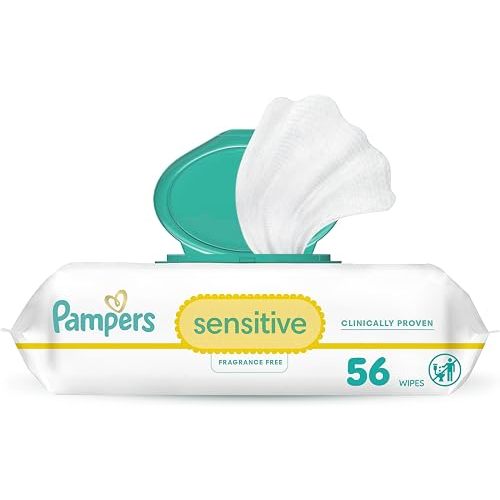 Pampers Baby Wipes Sensitive Perfume Free 1X Pop-Top Pack 56 Count
