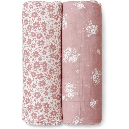 Baby Swaddle Blanket Set, Bamboo Muslin, Neutral Boy & Girl - Antique Rose
