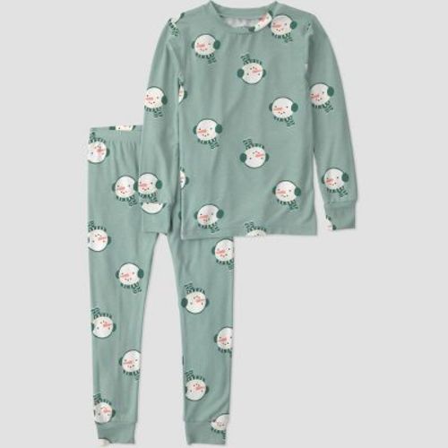 Carter's Just One You® Baby Long Sleeve ComfySoft Snug Fit Holiday Snowman Pajama Set 2pc - Green 12M