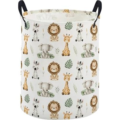 ESSME Animal Laundry Basket,Cute Hamper Collapsible Canvas Waterproof Storage Bin,Cute Hamper,Gift Baskets(leavas animal)