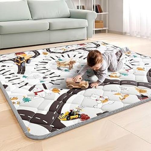 Palopalo 50x50in Foam Baby Play Mat for Floor, Thick Cushioning Padding Playmat for Playpen, Soft and Non-Slip Baby Crawling Blanket for Babies, Toddlers and Infants, Machine Washable for Easy Care