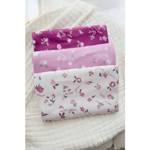 Personalized Baby Name Swaddle Blanket | Blush Blooms