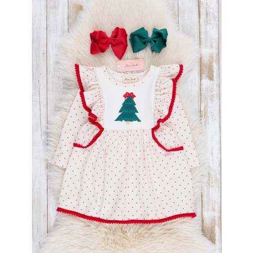 Polka Dots Embroidered Tree Dress, Size 12-18 Months
