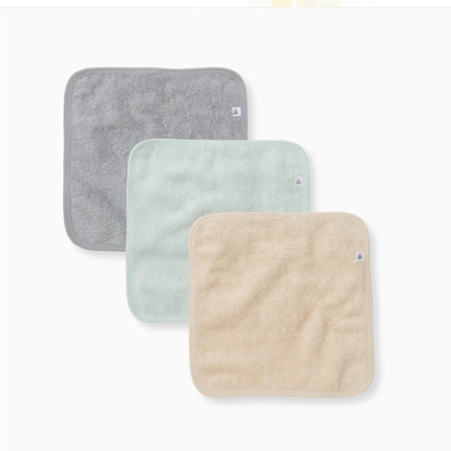 Organic Cotton Woven Terry Solid Washcloths 3 Pack - Quarry
