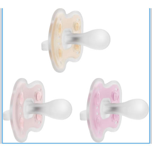 Dr. Brown's Advantage One-Piece Silicone Baby Pacifier, Fully Symmetrical Soother, Ecru/Light Pink/Pink, 0-6m, BPA-Free, 3-Pack