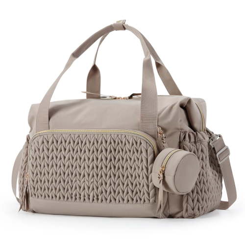 SPEKSEE Diaper Bag Tote, Large Capacity Travel Diaper bags, Hospital Bag for Labor Delivery, Baby Bag with Pacifier Case(Brown)