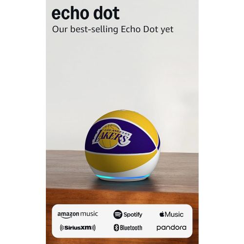 Amazon Echo Dot (newest model) | Officially Licensed NBA Limited-Edition | Los Angeles Lakers