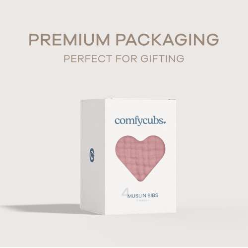 Muslin Cotton Baby Bibs Adjustable Size with Easy Snaps by Comfy Cubs