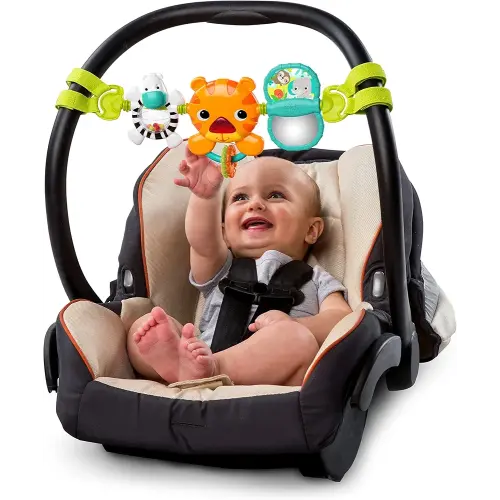 Bright Starts Take Along Musical Carrier Baby Activity Toy Bar, Hanging Car Seat Toy, 4 Fun Melodies, Fine Motor Skill Development Ages Newborn +, Multi-Color