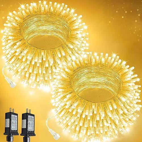 2 Pack 100 LED Connectable String Lights Indoor Outdoor, 33FT Clear Wire Christmas Lights for Bedroom, 13 Modes Twinkle Fairy String Light for Xmas Tree Wedding Party Bedroom Garden Decor (Warm White)