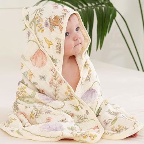 Ultra-Soft Muslin Baby Towel - 32 x 32 Inches, Ideal for Bath & Beach, Suitable for Both Boys & Girls from Newborns to Toddlers