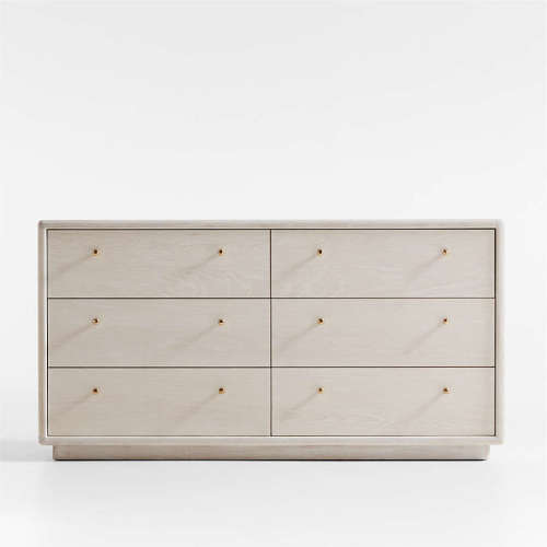 Lafayette 62" Whitewashed Wood 6-Drawer Dresser