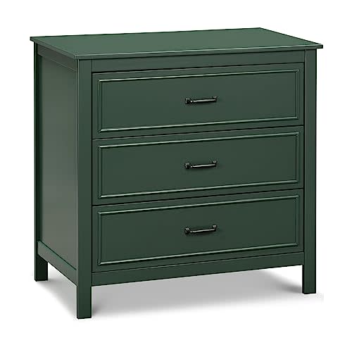 DaVinci Charlie 3 Drawer Dresser - GREENGUARD Gold Certified Small Dresser w/Drawers Chest for Nursery, Bedside Nightstand - Wooden Cabinet for Bedroom, Living Room - Easy Assembly, Forest Green