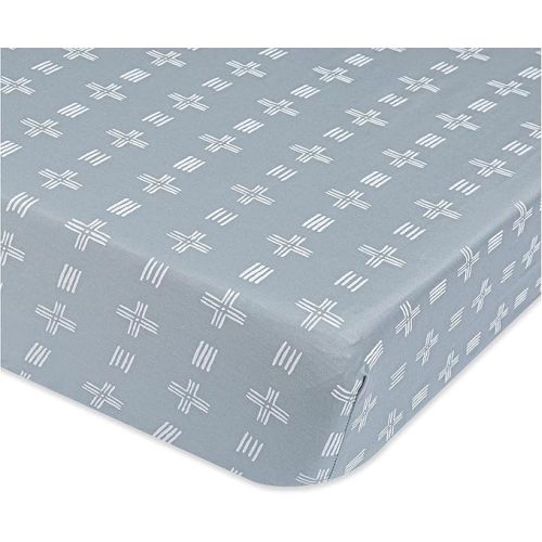 Crane Baby Soft Cotton Crib Mattress Sheet, Fitted Sheet for Cribs and Toddler Beds, Blue River Dash, 28”w x 52”h x 9”d