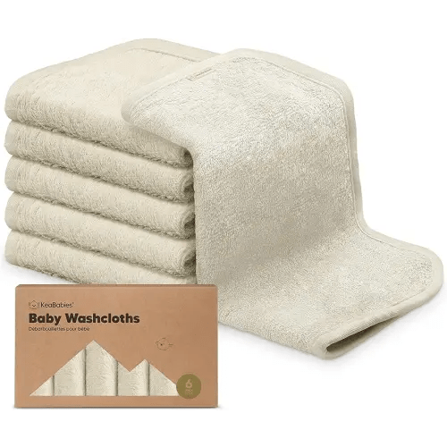 6-Pack Organic Baby Washcloths - Soft Viscose from Bamboo Washcloth, Baby Wash Cloths, Baby Wash Cloth for Newborn, Kids, Bath Baby Towels, Face Towel, Face Cloths for Washing Face (Stone)