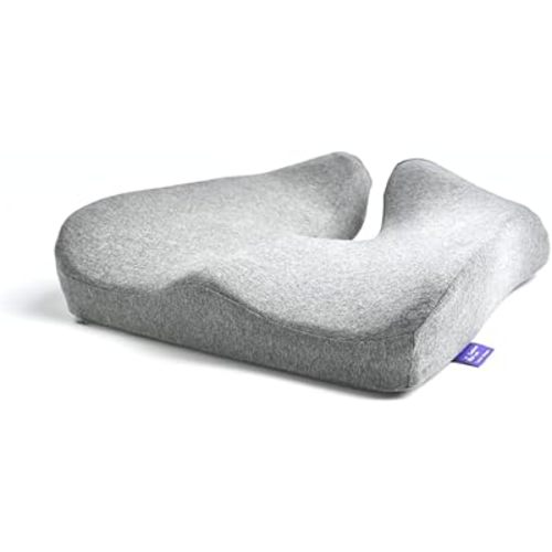 C CUSHION LAB Patented Pressure Relief Seat Cushion for Long Sitting Hours on Office/Home Chair, Car, Wheelchair - Extra-Dense Memory Foam for Hip, Tailbone, Coccyx, Sciatica - Light Grey