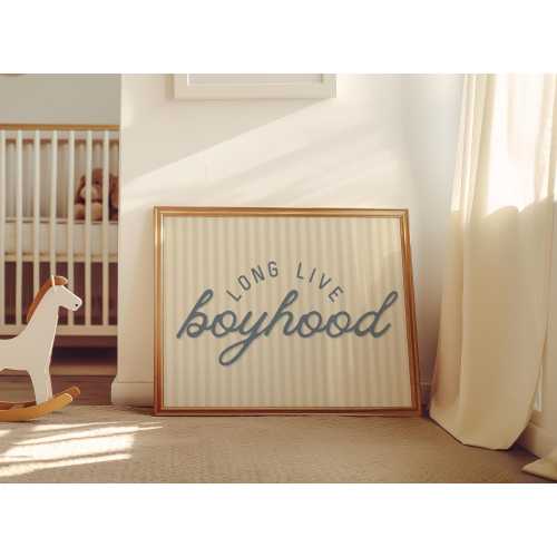Long Live Boyhood Blue Stripe Print: Boy Nursery Decor (PDF & PNG Downloadable Files, 16x20")