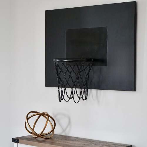 Black Leather Basketball Hoop: Wall Mounted Sports Decor