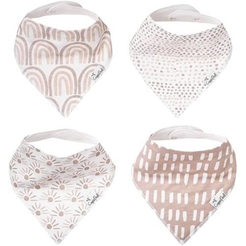 Copper Pearl 4 Pack Soft Cotton Baby Bibs for Drooling and Teething, Absorbent Drool Bibs for Baby Girl and Boy, Adjustable to Fit Newborns to Toddlers, Tons of Styles (Bliss)