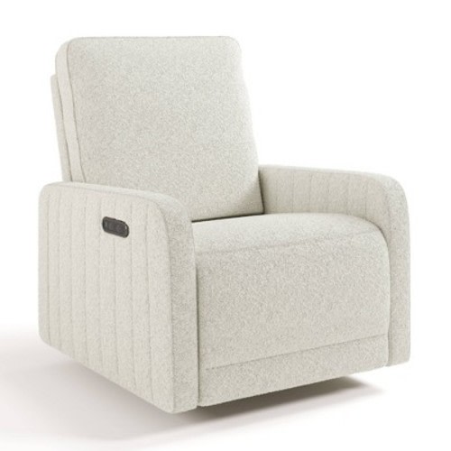 Storkcraft Kyoto Power Recliner Swivel Glider with Dual USB Charging - Extra Wide Seat - Ivory Boucle