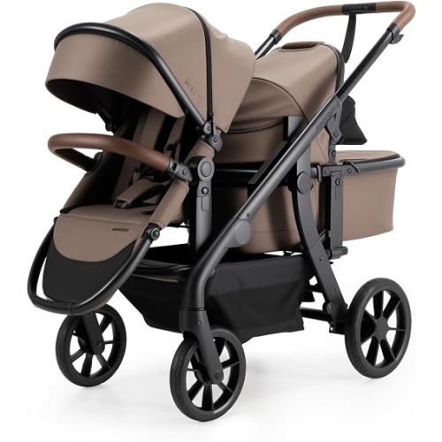Momcozy ChangeGo Baby Stroller, Convertible Single-to-Double-to-Wagon Stroller with 23 Configurations, Carry-cot and Seat Included, Large PU Wheels, All-Wheel Suspension ＆ Extendable UPF50+ Canopy