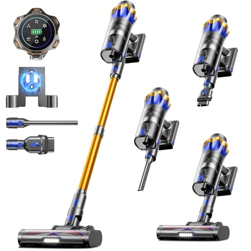 Cordless Vacuum Cleaner, Upgraded 650W 55KPA 70Mins Cordless Stick Vacuum Cleaner with Self-Standing and Touch Screen, Anti-tangle Wireless Vacumm, Vacuum Cleaners for Home/Pet Hair/Carpets/Floors