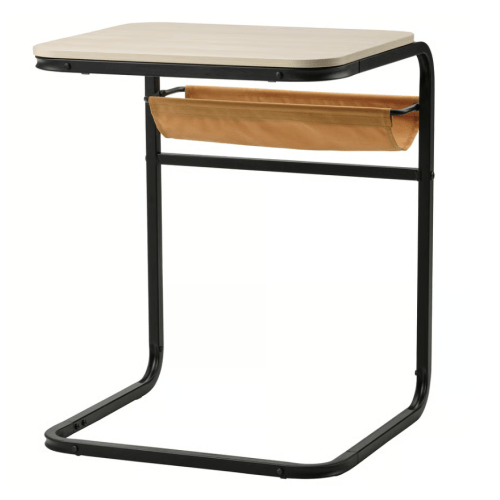 Side table, anthracite/birch effect dark yellow