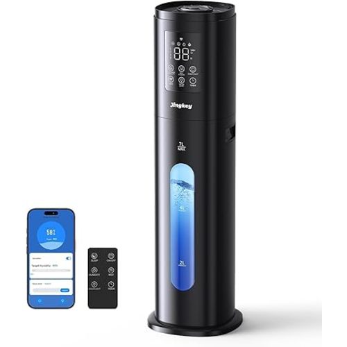 Humidifiers for Bedroom Large Room with 7L/1.85Gal Large Humidifier, Smart App & Remote Control, 4 Mist Levels Large Room Humidifiers for Home Midnight