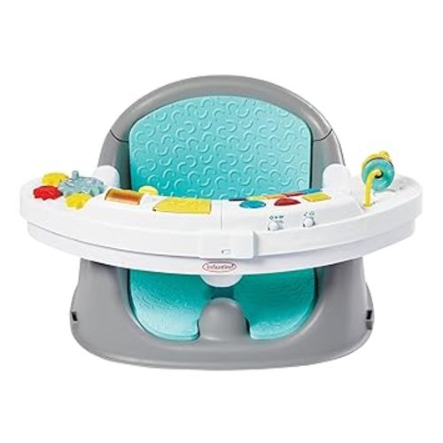 Infantino Music & Lights 3-in-1 Discovery Seat & Booster, Interactive Toddler Seat for Dining Table or Kitchen Chair, Baby Activity Center & Snack Tray, 20 Sounds & Songs, Lightweight Baby Essentials