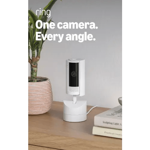 Ring Pan-Tilt Indoor Cam (newest model), See all around your home or business with 360° pan coverage, HD video, plus Two-Way Talk, White