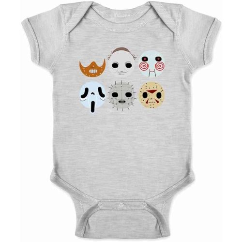 Pop Threads Horror Masks Monster Scary Movie Halloween Spooky Infant Baby Boy Girl Bodysuit