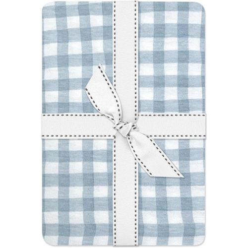 Frankie Fitted Crib Sheet 100% Organic Cotton for Baby & Toddler Mattress, Breathable for Boys & Girls, Blue Check, One Size