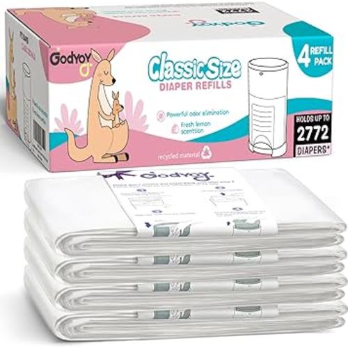 Refills Compatible with DEKOR Classic Diaper Pail Refill Bags| 4 Pack| Super Powerful Odor Eliminator Extra Thick Diaper Pail Bags| Each Holds up to 2772 Diapers| Fresh Lemon Scent| Easy to Replace