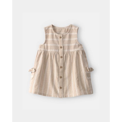 Baby Girl Stripe Sleeveless Dress - Khaki/Ivory | Carter's