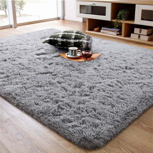 Noahas Soft Fluffy Area Rug for Living Room Bedroom Shaggy Accent Carpets for Kids Girls Rooms,4'x6', Gray