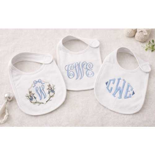 Custom Bunny Bib Set: Personalized Name, Monogrammed Letters, Boy or Girl