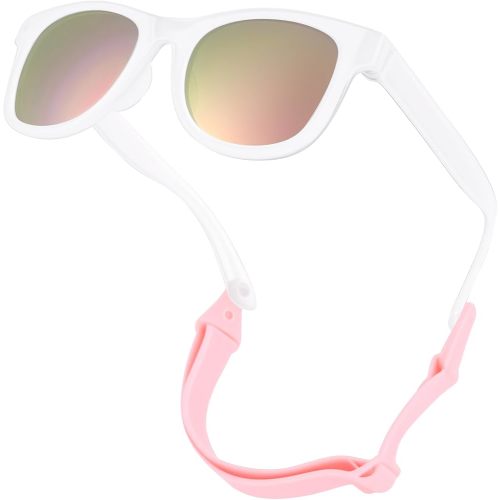 GLARDEFE Polarized Baby Sunglasses with Strap for Infant 0-24 Months