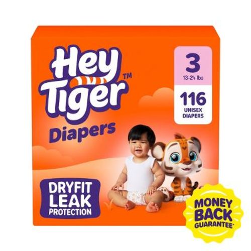 Hey Tiger Disposable Diapers - Size 3 - 116ct
