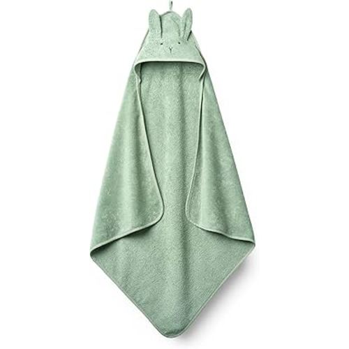 Baby Hooded Towel – Organic Cotton Baby Bath Towels – Baby Towels, Baby Bath Towels for Baby Boy, Baby Girl, 32" x 32" Super-Soft and Absorbent Baby Towels for Newborn (Rabbit Roman Green)