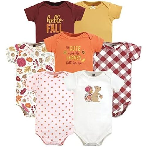 Hudson Baby Baby Girls' Cotton Bodysuits 7-pack