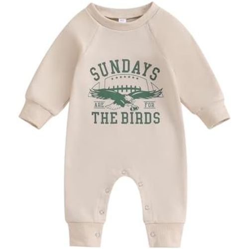 Honganda Newborn Infant Baby Boy Girl Football Jumpsuit Sundays are for The Birds Football Onesie Fall One Piece Outfit
