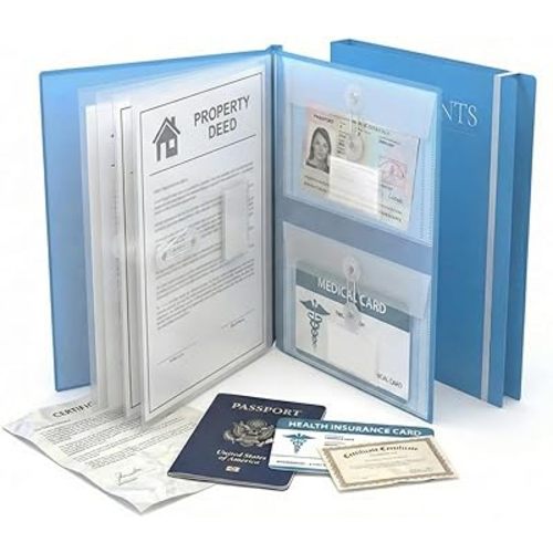 Important Document Organizer Binder, 12-Pocket Expanding File Folder for A4