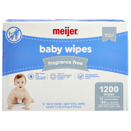 Meijer Baby Wipes, Fragrance Free, 1200 ct