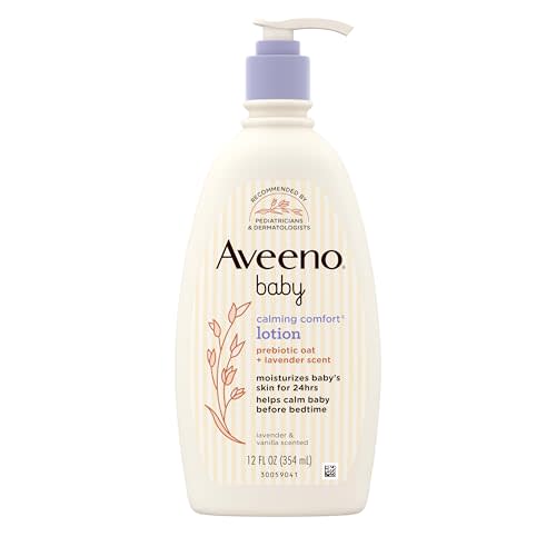Aveeno Baby Calming Comfort Moisturizing Body Lotion with Relaxing Lavender & Vanilla Scents, Non-Greasy Baby Lotion, Nourishing Prebiotic Oatmeal, & No added parabens 12 fl. oz