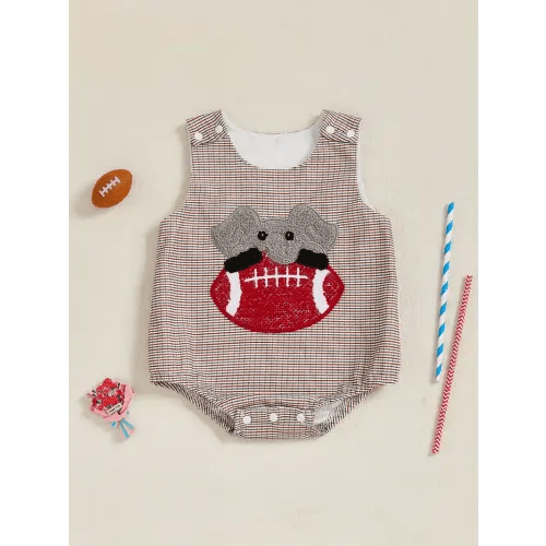 baby boy romper fall sleeveless round neck animal football - Temu